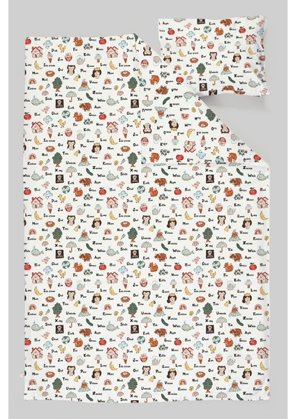 Organik Bebek Boy Nevresim Takımı (100X150) - Eğlenceli Kelimeler