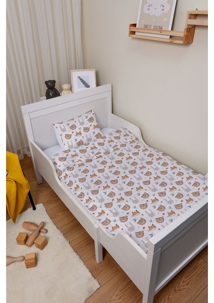 Organik Bebek Boy Nevresim Takımı (100X150) - Sevimli Yüzler
