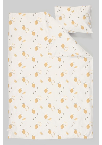 Organik Çarşaflı Bebek Nevresim Takımı (100X150) - Limon Çiçeği