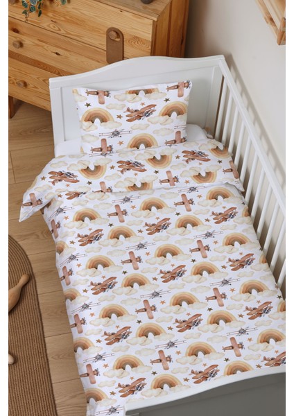Organik Bebek Boy Nevresim Takımı (100X150) - Uçan Hayal