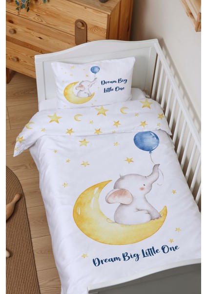 Organik Bebek Boy Nevresim Takımı (100X150) - Sevimli Ay Fısıltısı