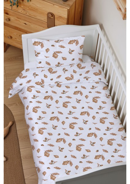Organik Bebek Boy Nevresim Takımı (100X150) - Sonbahar Yaprakları