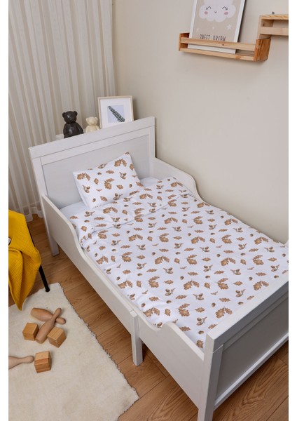 Organik Bebek Boy Nevresim Takımı (100X150) - Sonbahar Yaprakları