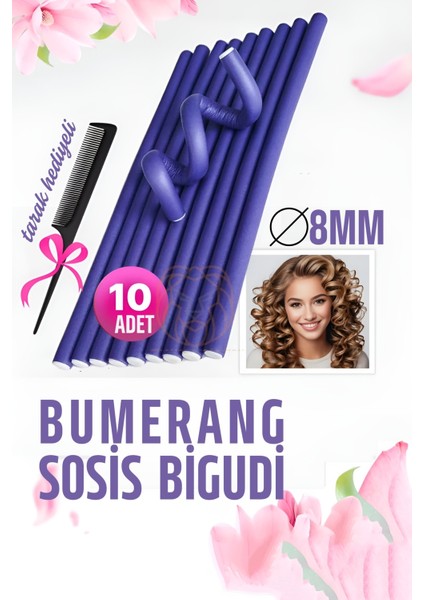 Bumerang Sosis Bigudi Tarak Seti 8 mm Kalınlık 10 Adet 721387 indirimleri
