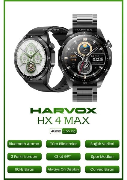 Watch Hx-4 Max Harvox Akıllı Saat Iphone ve Android Tüm Telefonlara Uyumlu