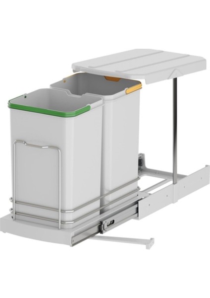 Gri Teleskopik Raylı Plastik Gövde Çöp Kovası 12 12 Lt (S-2392-G)