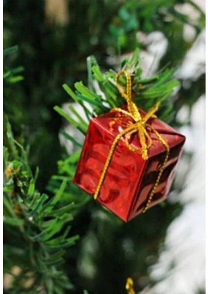 12 Li Yeni Yıl Yılbaşı Çam Ağacı Süs Seti 12 Adet Renkli Hediye Paketi Temalı 3 cm Noel yılbaşı Çam Ağacı Süsü
