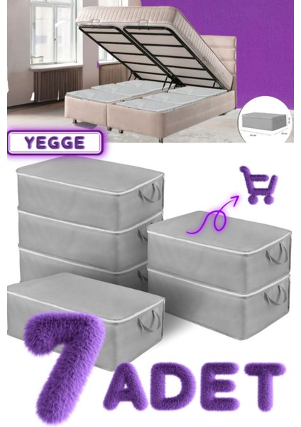 7 Adet Büyük Boy Bazaaltı ve Çekyat Hurç 64 x 45 x 22 cm Antrasit Gri Baza Altı Hurç Saklama Hurcu