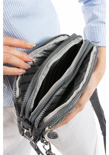 Klinkır Kumaş Mini Çapraz Askılı Kadın Çanta Yağmur Geçirmez El Askılı Çanta 20*10 cm Mega Bag