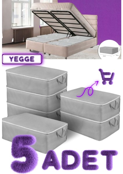 5 Adet Büyük Boy Bazaaltı ve Çekyat Hurç 64 x 45 x 22 cm Antrasit Gri Baza Altı Hurç Saklama Hurcu