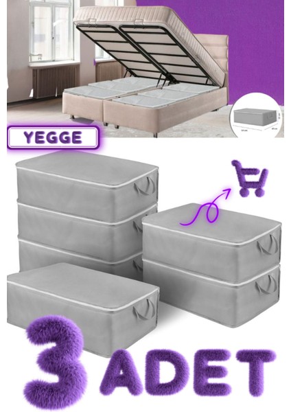 3 Adet Büyük Boy Bazaaltı ve Çekyat Hurç 64 x 45 x 22 cm Antrasit Gri Baza Altı Hurç Saklama Hurcu