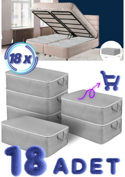 18 Adet Büyük Boy Bazaaltı ve Çekyat Hurç 64 x 45 x 22 cm Antrasit Gri Baza Altı Hurç Saklama Hurcu