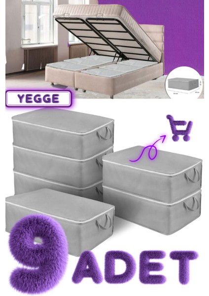 9 Adet Büyük Boy Bazaaltı ve Çekyat Hurç 64 x 45 x 22 cm Antrasit Gri Baza Altı Hurç Saklama Hurcu