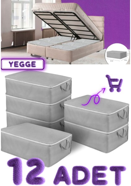 12 Adet Büyük Boy Bazaaltı ve Çekyat Hurç 64 x 45 x 22 cm Antrasit Gri Baza Altı Hurç Saklama Hurcu