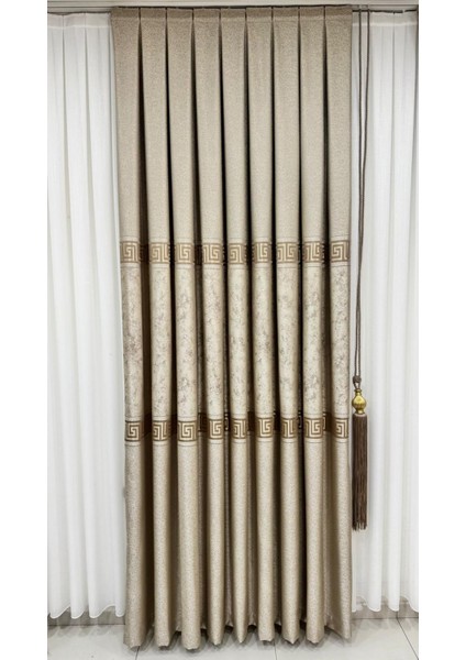 Pano Fon Perde Versace Bej (Tek Kanat)