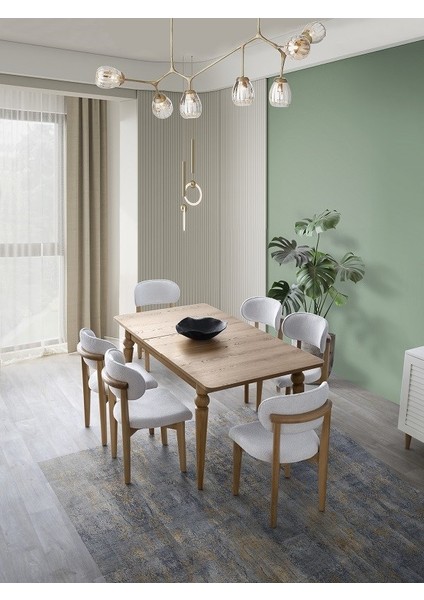 Kemer Mdf Açılır Masa + 6 Sandalye