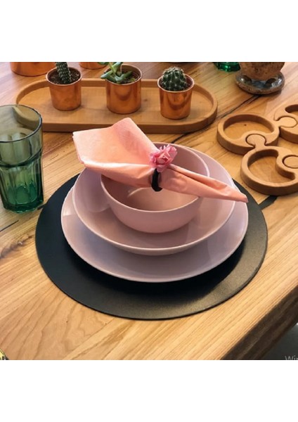 6 Adet 30 cm Siyah Mdf Yuvarlak Daire Plaka Supla Tabanı