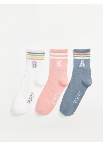 Baskılı Kadın Soket Çorap 3'lü Paket