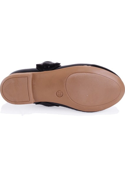 DJA76-HY10005 Siyah Rugan Ortopedik Kız Çocuk Babet Ayakkabı fırsatları