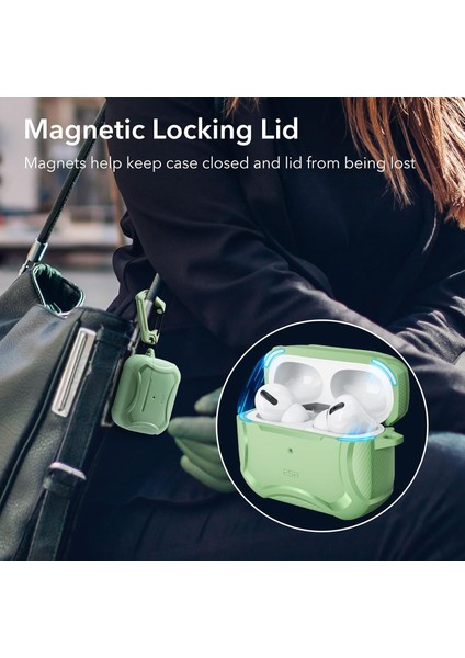 AirPods Pro / Pro 2 Kılıf - Cyber Armor Tough HaloLock MagSafe Yeşil