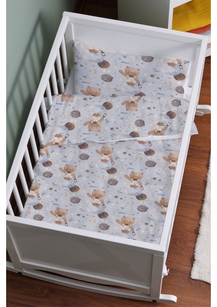 Organik Anne Yanı Nevresim Takımı (60X100) - Uzayda Ayı