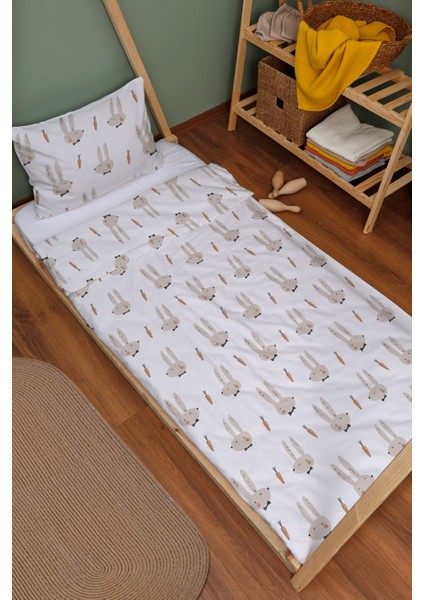 Organik Montessori Nevresim Seti (100X200) - Papyonlu Tavşan