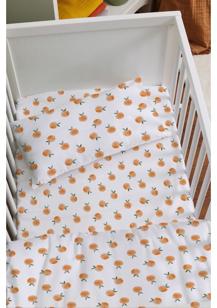 Organik Anne Yanı Nevresim Takımı (60X100) - Portakal Bahçesi