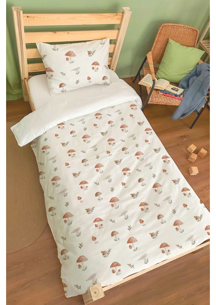 Organik Tek Kişilik Nevresim Takımı (160X220) - Doğal Mantarlar