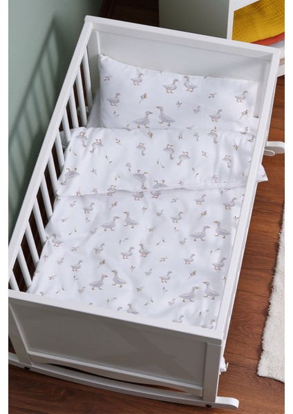 Organik Anne Yanı Nevresim Takımı (60X100) - Huzurlu Kanatlar