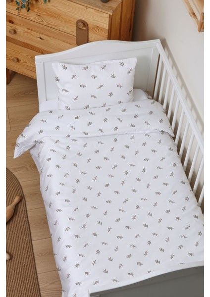 Organik Çarşaflı Park Yatak Nevresim Takımı (80X120) - Yeşil Zeytin Dalı