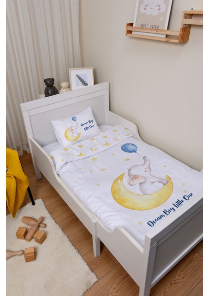 Organik Park Yatak Nevresim Takımı (80X120) - Sevimli Ay Fısıltısı