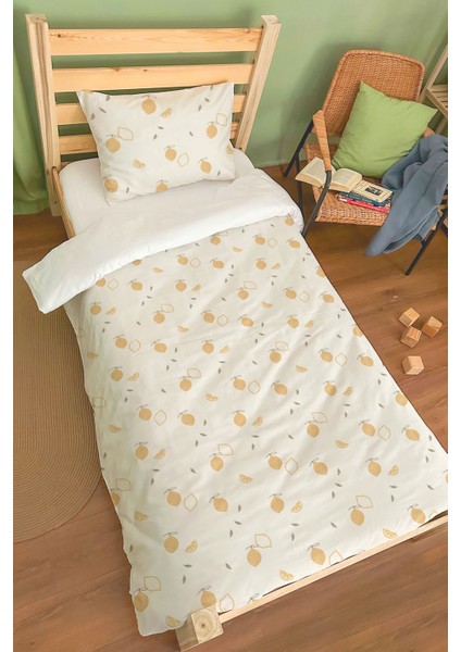 Organik Tek Kişilik Nevresim Takımı (160X220) - Limon Çiçeği