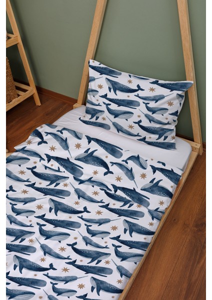 Organik Montessori Nevresim Seti (100X200) - Balina Masalı