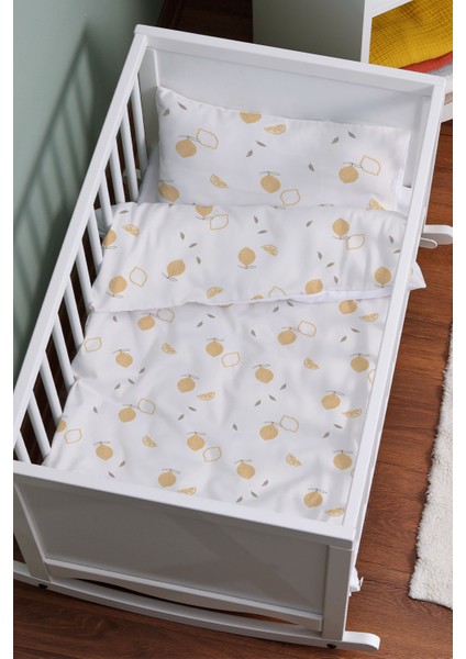 Organik Anne Yanı Nevresim Takımı (60X100) - Limon Çiçeği