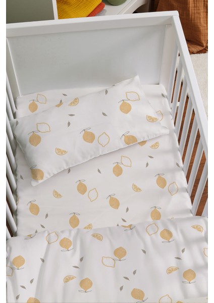 Organik Anne Yanı Nevresim Takımı (60X100) - Limon Çiçeği