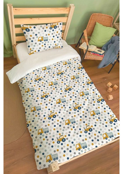 Organik Tek Kişilik Nevresim Takımı (160X220) - Hareketli Tekerlekler