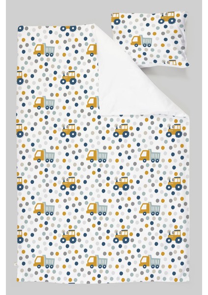 Organik Tek Kişilik Nevresim Takımı (160X220) - Hareketli Tekerlekler
