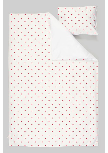 Organik Tek Kişilik Nevresim Takımı (160X220) - Kalp Yağmuru modelleri