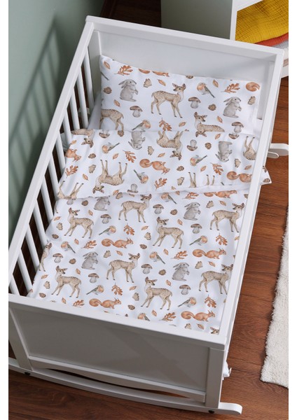 Organik Anne Yanı Nevresim Takımı (60X100) - Sevimli Dostlar