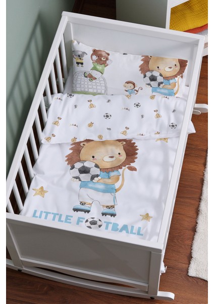Organik Anne Yanı Nevresim Takımı (60X100) - Şampiyon Minik Aslan