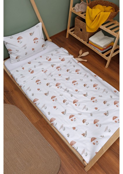 Organik Montessori Nevresim Seti (100X200) - Doğal Mantarlar
