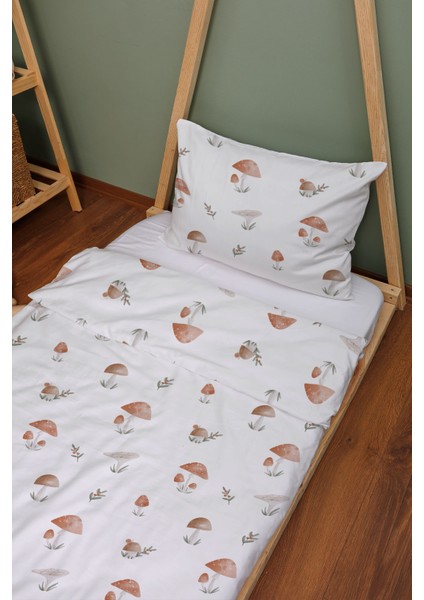 Organik Montessori Nevresim Seti (100X200) - Doğal Mantarlar