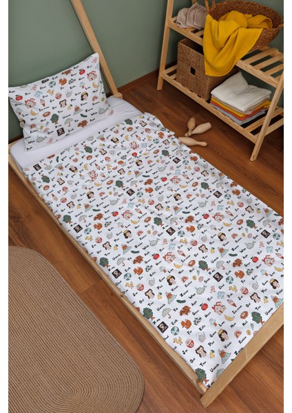 Organik Montessori Nevresim Seti (100X200) - Eğlenceli Kelimeler
