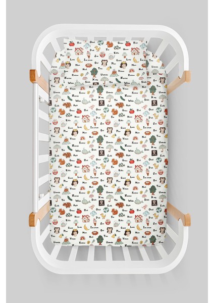 Organik Anne Yanı Nevresim Takımı (60X100) - Eğlenceli Kelimeler