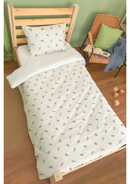 Organik Tek Kişilik Nevresim Takımı (160X220) - Yeşil Zeytin Dalı