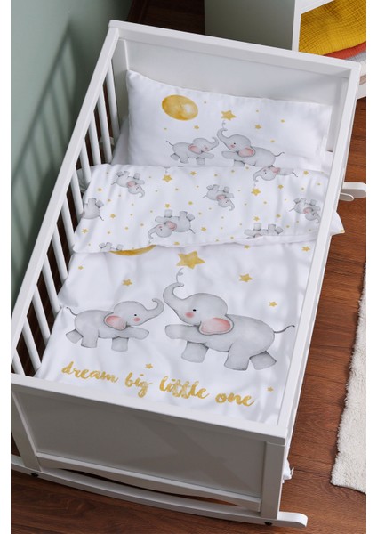 Organik Anne Yanı Nevresim Takımı (60X100) - Hayalperest Fil