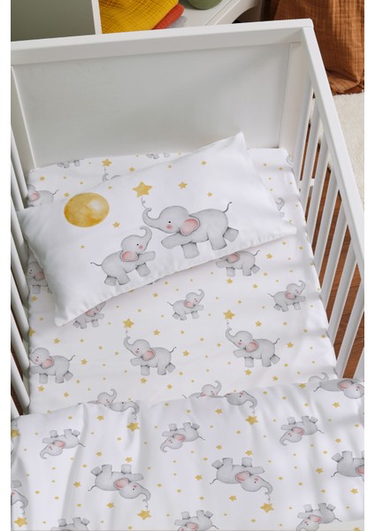 Organik Anne Yanı Nevresim Takımı (60X100) - Hayalperest Fil