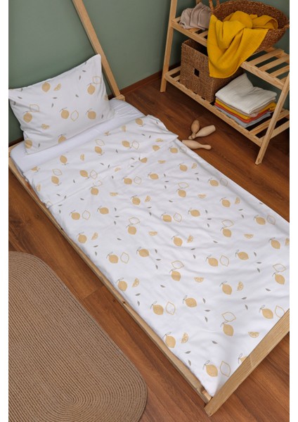 Organik Montessori Nevresim Seti (100X200) - Limon Çiçeği