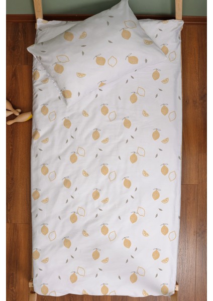 Organik Montessori Nevresim Seti (100X200) - Limon Çiçeği
