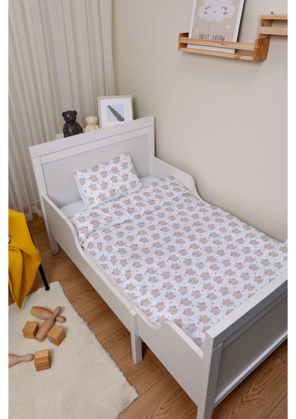 Organik Park Yatak Nevresim Takımı (80X120) - Mavi Şapkalı Ayıcık